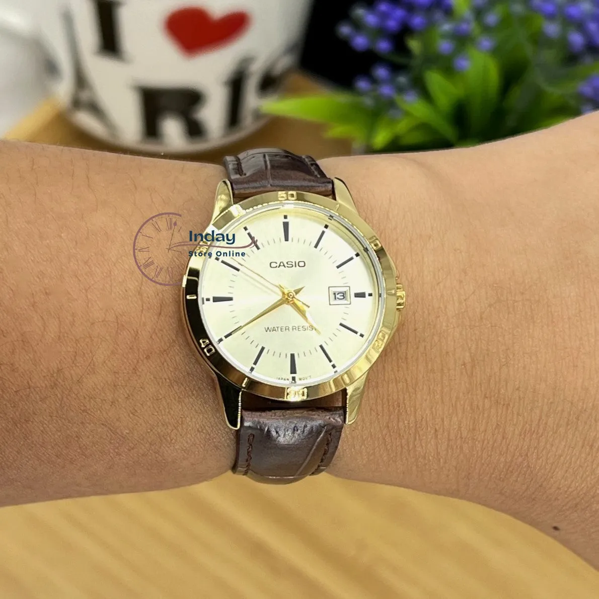 Casio Standard Women's Watch LTP-V004GL-9A Brown Leather Strap