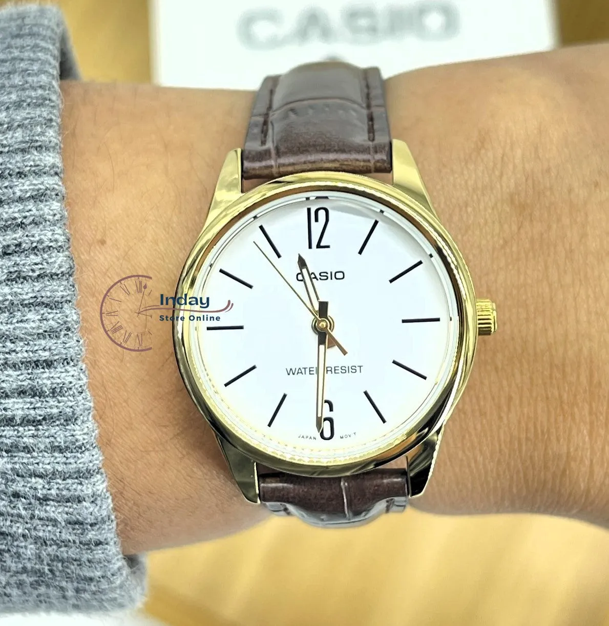 Casio Standard Women's Watch LTP-V005GL-7B Brown Leather Strap Mineral Glass