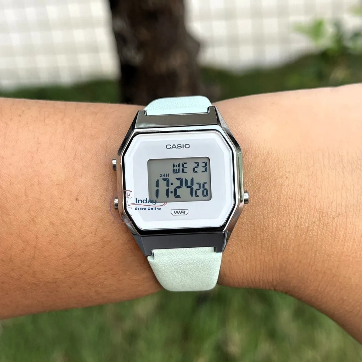 Casio Women's Watch LA680WEL-3 Green Color Genuine Leather Band Water Resistant Resin Glass