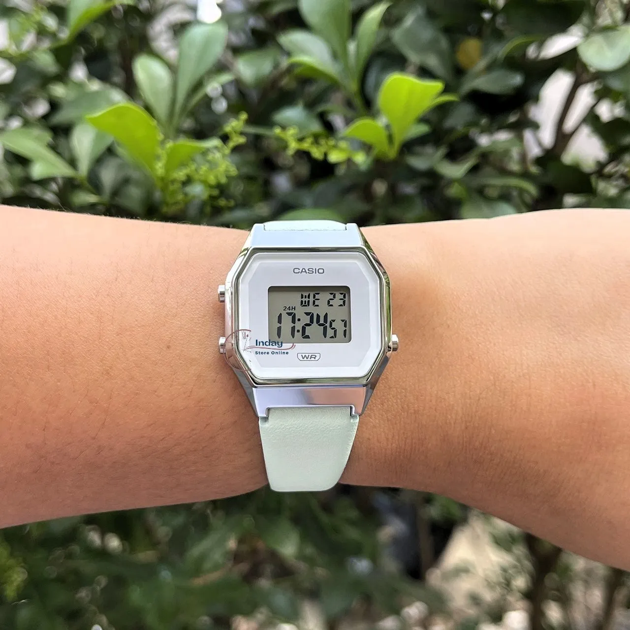 Casio Women's Watch LA680WEL-3 Green Color Genuine Leather Band Water Resistant Resin Glass