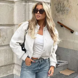 Casual Chic Women's Cropped Bomber Jacket