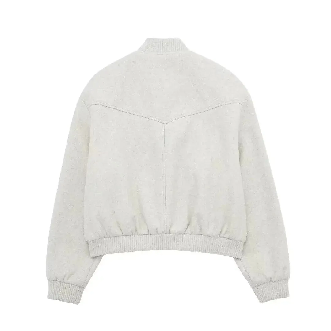 Casual Chic Women's Cropped Bomber Jacket