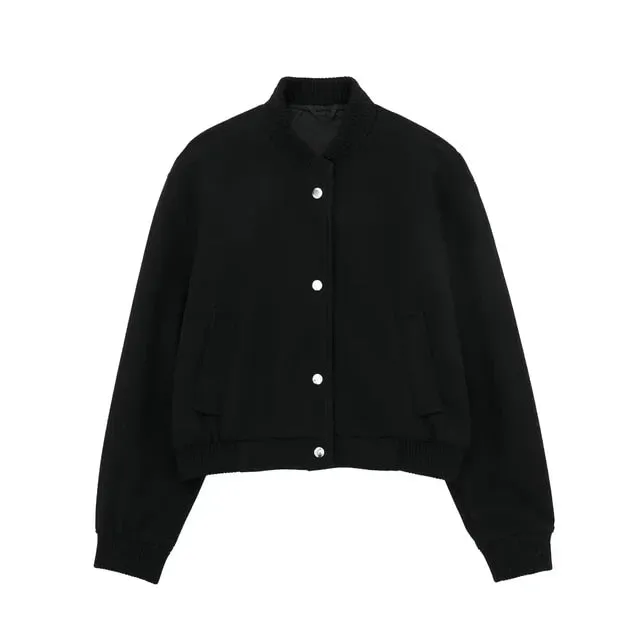 Casual Chic Women's Cropped Bomber Jacket
