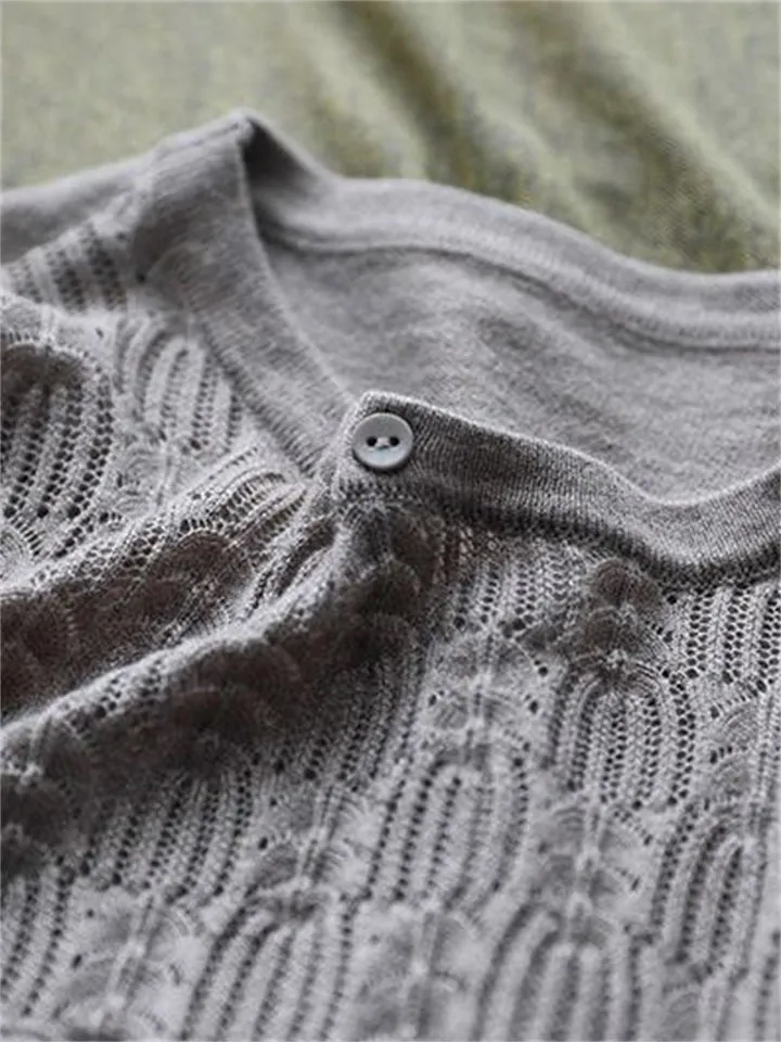 Casual Pullover 3/4 Sleeve Knitted Shirt for Women