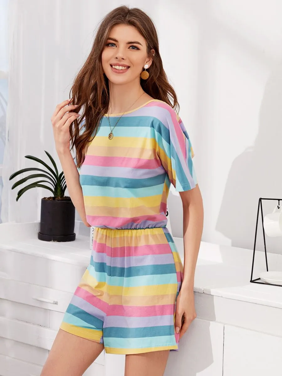 Casual Tie Dye Rainbow Loungewear Jumpsuits
