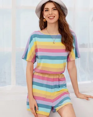 Casual Tie Dye Rainbow Loungewear Jumpsuits
