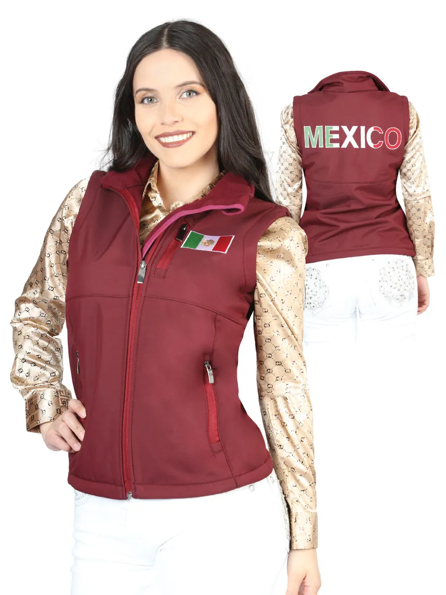 Chaleco Casual Bandera de Mexico Burgandy para Mujer 'El Señor de los Cielos' - ID: 44135
