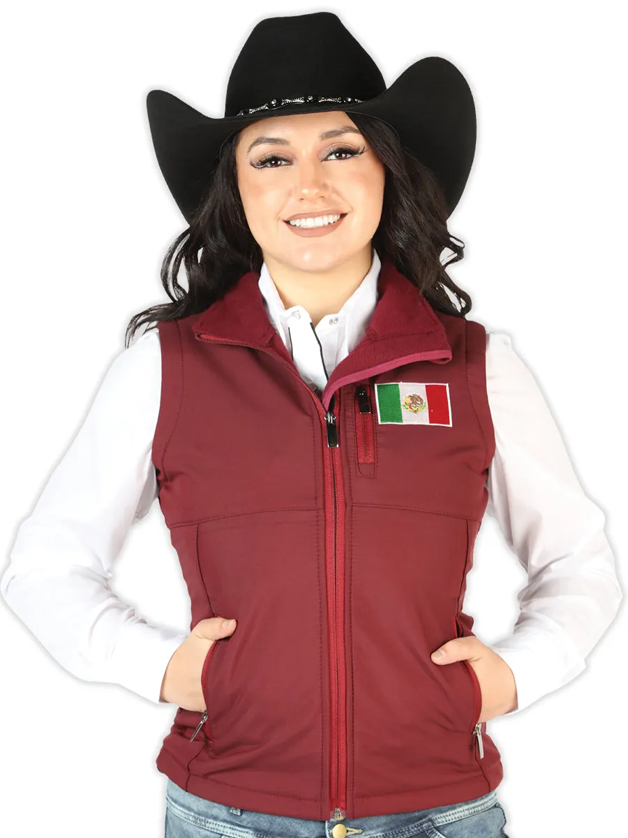 Chaleco Casual Bandera de Mexico Burgandy para Mujer 'El Señor de los Cielos' - ID: 44135
