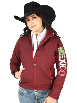 Chamarra Casual Bandera de Mexico Burgandy para Mujer 'El Señor de los Cielos' - ID: 44132