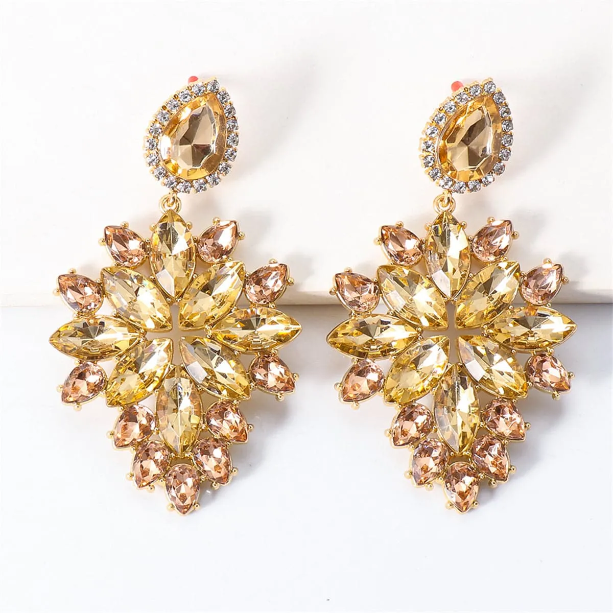 Champagne Crystal & Cubic Zirconia 18K Gold-Plated Marquise Chandelier Drop Earrings