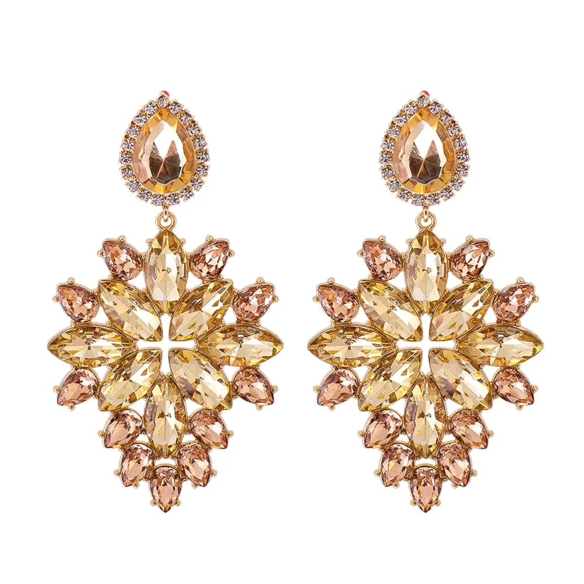 Champagne Crystal & Cubic Zirconia 18K Gold-Plated Marquise Chandelier Drop Earrings