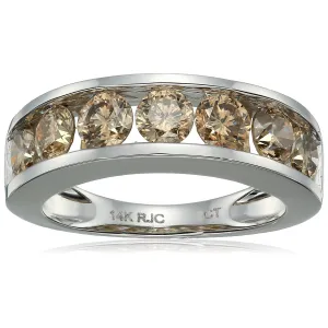 Champagne Diamond Channel Wedding Band in 14K Gold