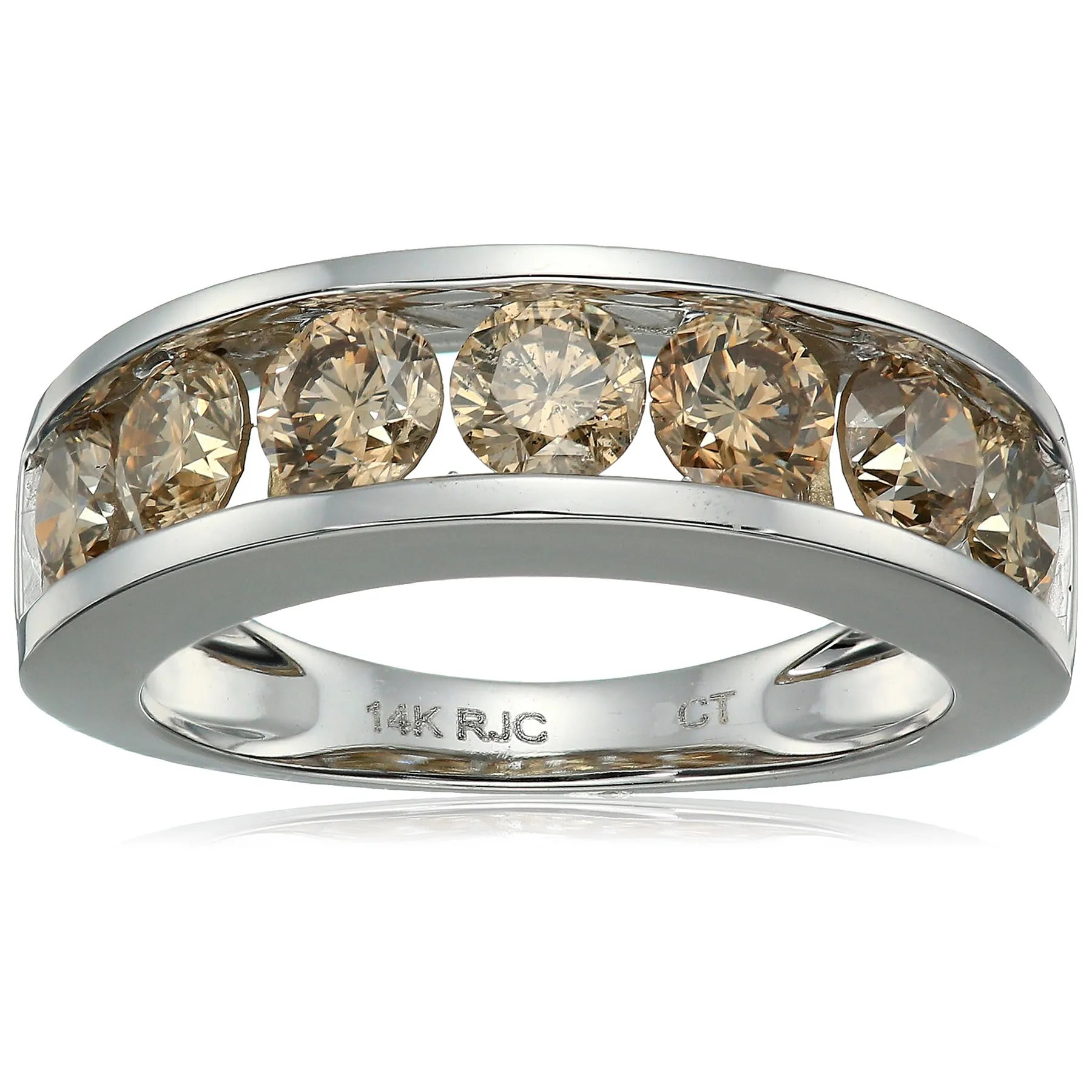 Champagne Diamond Channel Wedding Band in 14K Gold