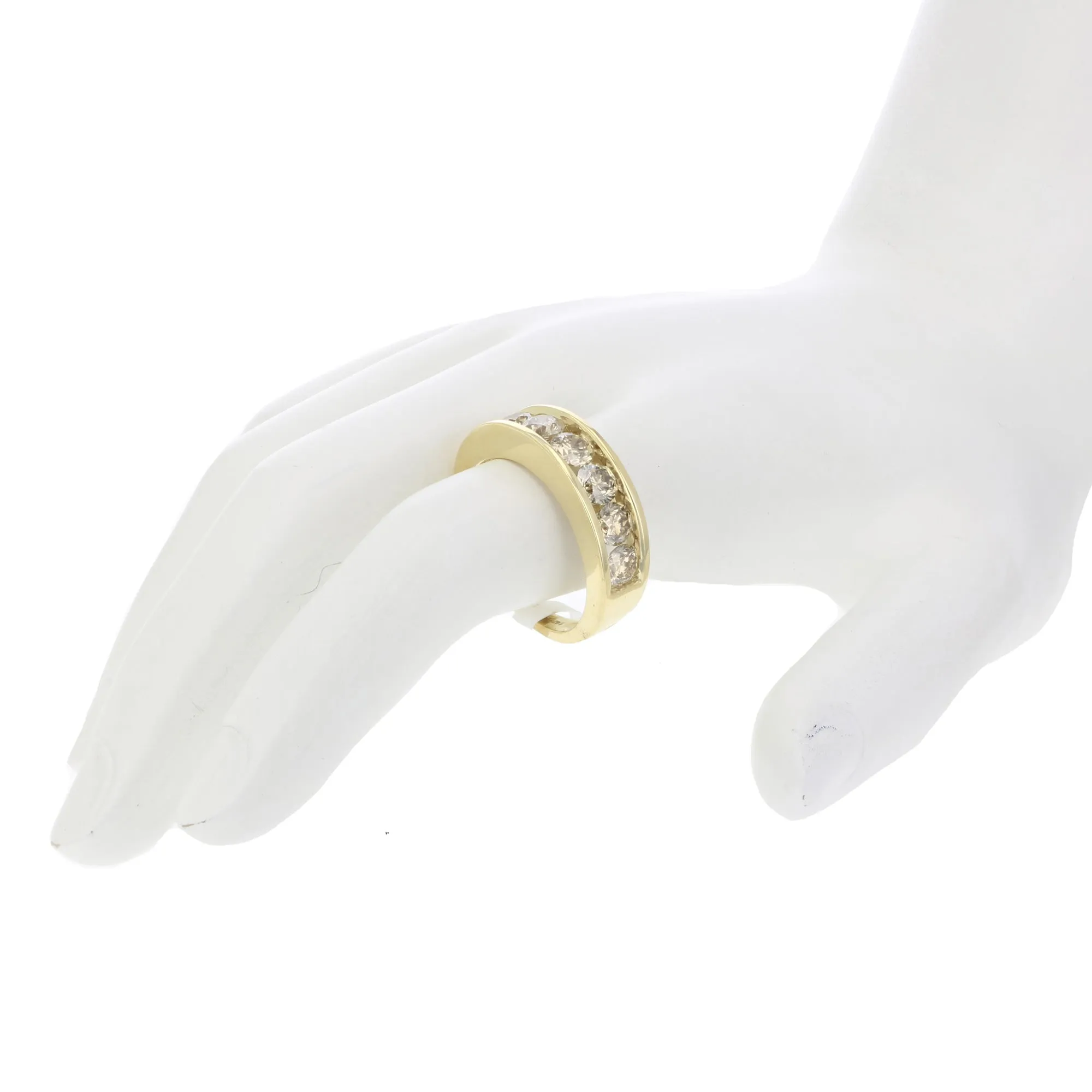 Champagne Diamond Channel Wedding Band in 14K Gold