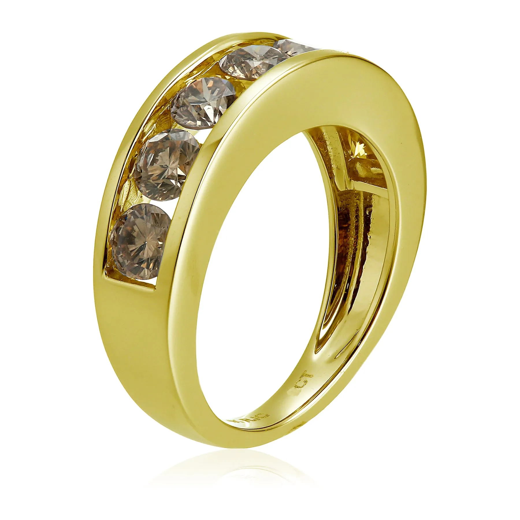 Champagne Diamond Channel Wedding Band in 14K Gold