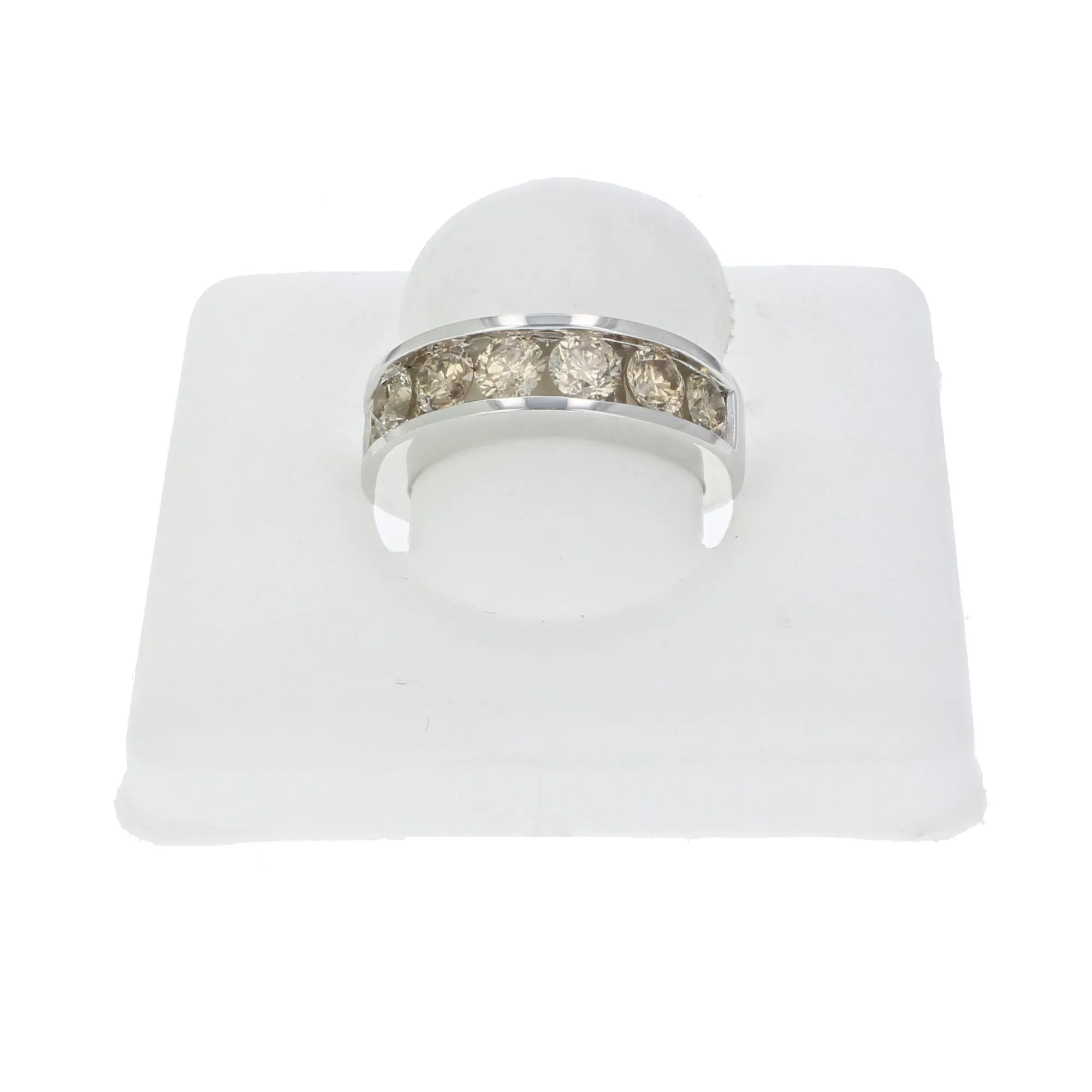 Champagne Diamond Channel Wedding Band in 14K Gold