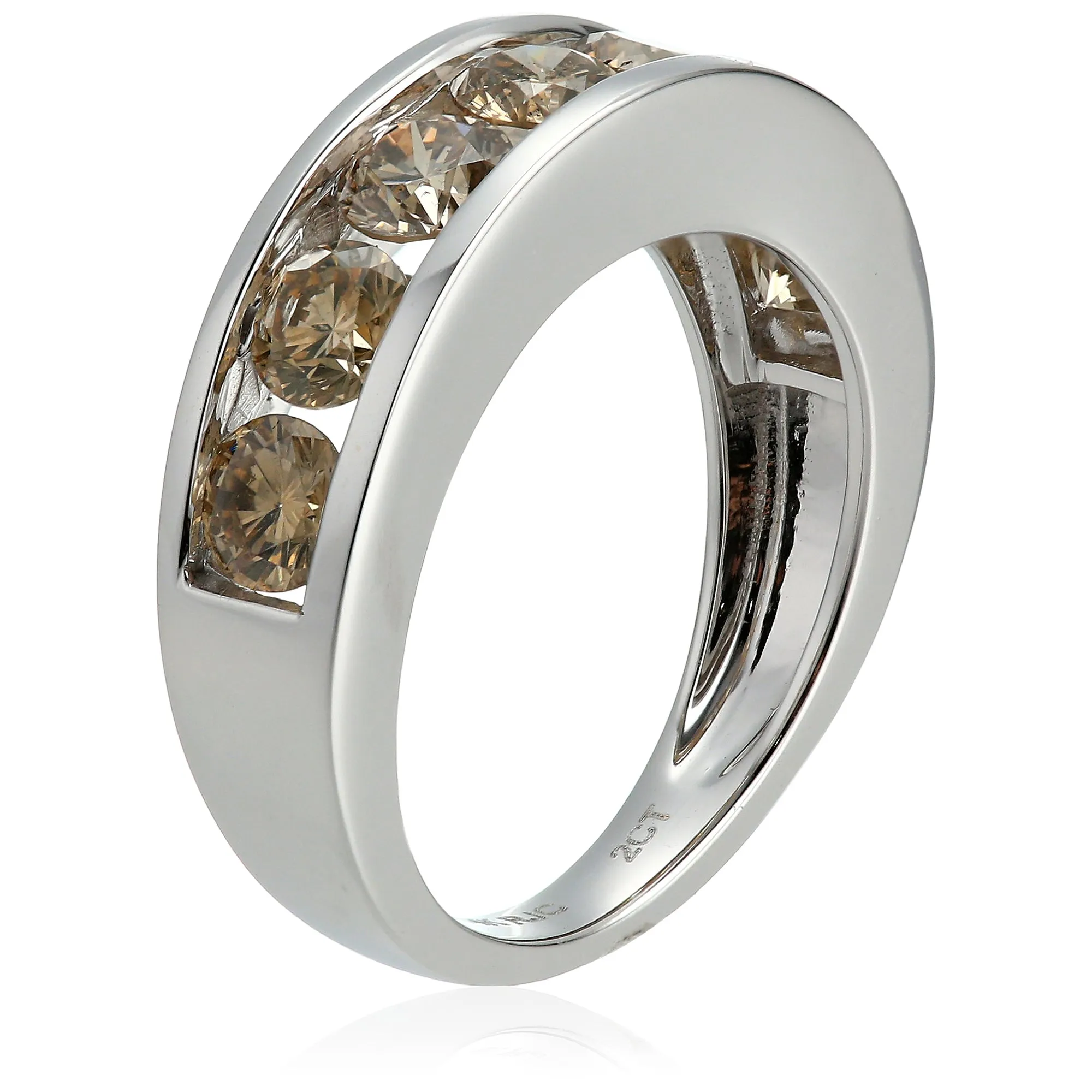 Champagne Diamond Channel Wedding Band in 14K Gold