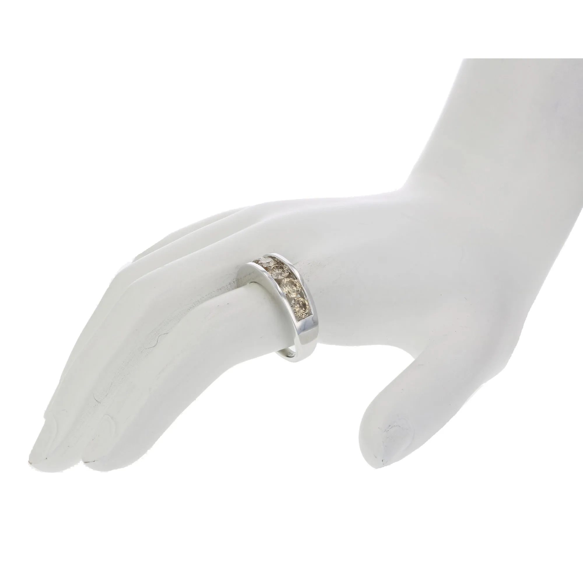 Champagne Diamond Channel Wedding Band in 14K Gold