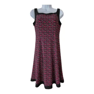 Chaps Sleeveless Pink &amp; Black Patterned Midi Dress Women's Size Small
