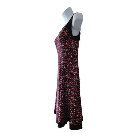 Chaps Sleeveless Pink &amp; Black Patterned Midi Dress Women's Size Small