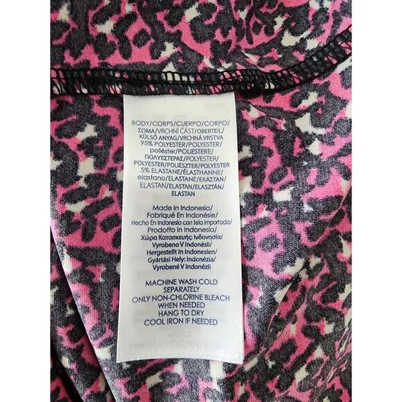 Chaps Sleeveless Pink &amp; Black Patterned Midi Dress Women's Size Small