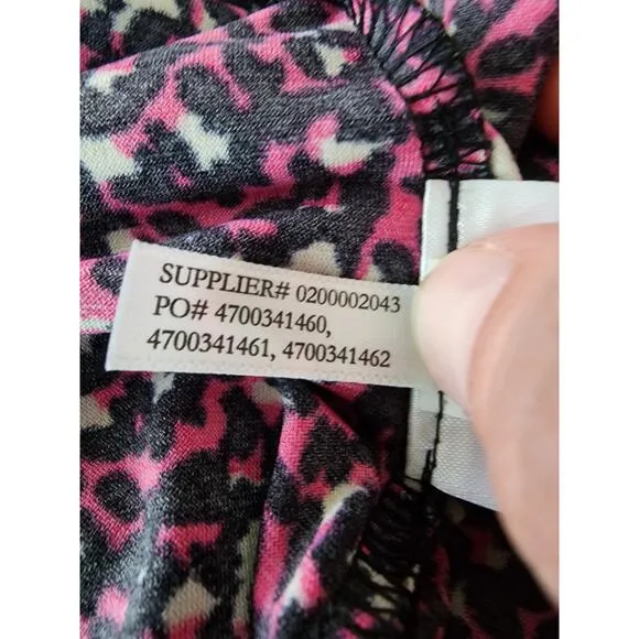 Chaps Sleeveless Pink &amp; Black Patterned Midi Dress Women's Size Small