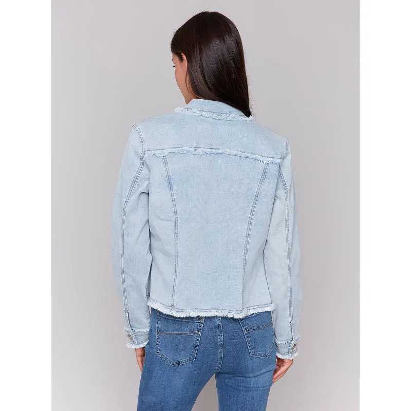 Charlie B Denim Jacket with Frayed Edges