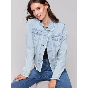 Charlie B Denim Jacket with Frayed Edges