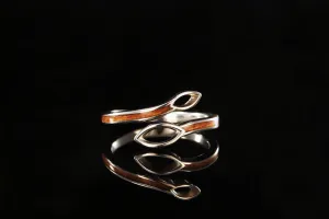 CHERRY WOOD LEAF 14K WHITE GOLD WOMANS RING