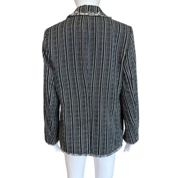 Chicos Striped Navy Tweed Blazer Size S