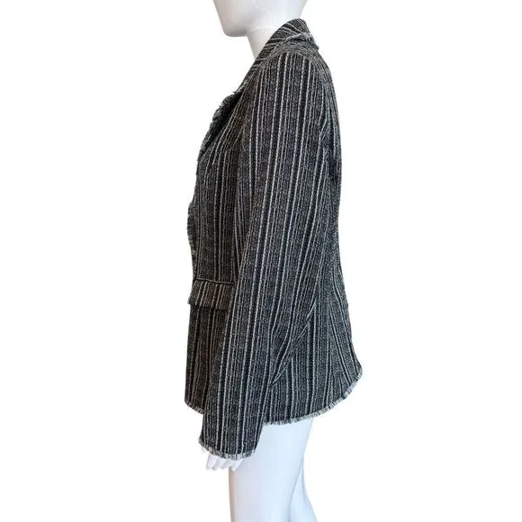 Chicos Striped Navy Tweed Blazer Size S