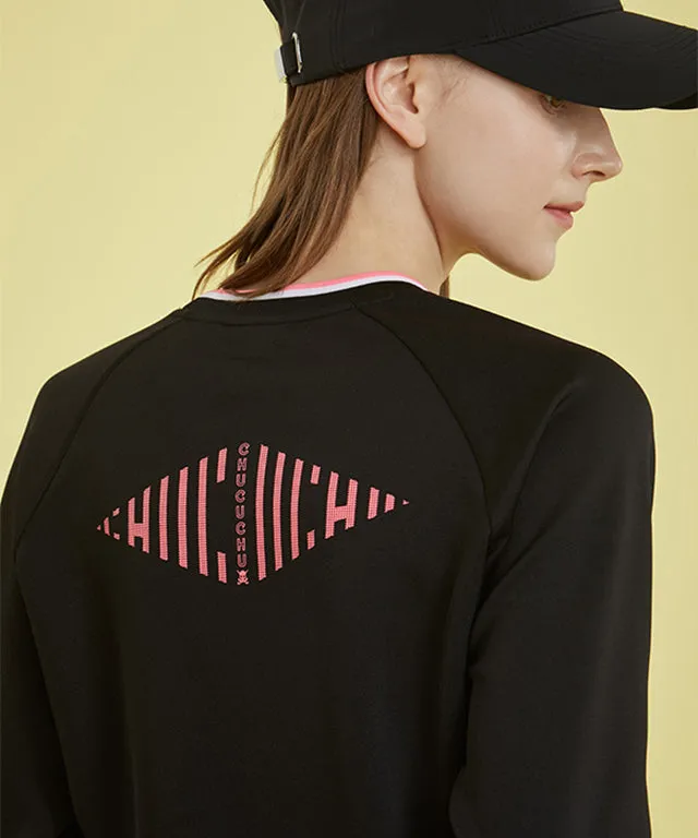 CHUCUCHU Women's Spring Jersey Crew Neck - Black