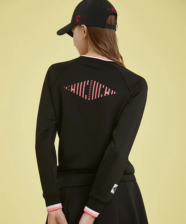 CHUCUCHU Women's Spring Jersey Crew Neck - Black