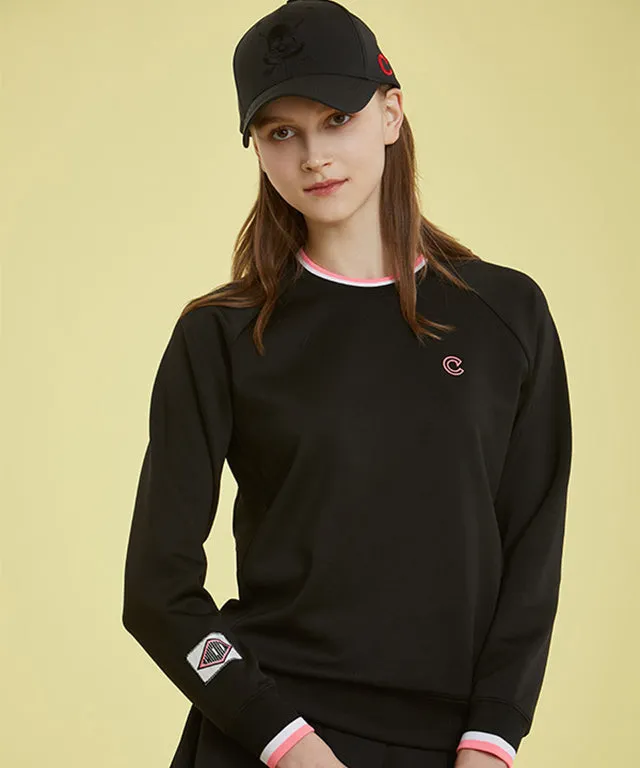 CHUCUCHU Women's Spring Jersey Crew Neck - Black