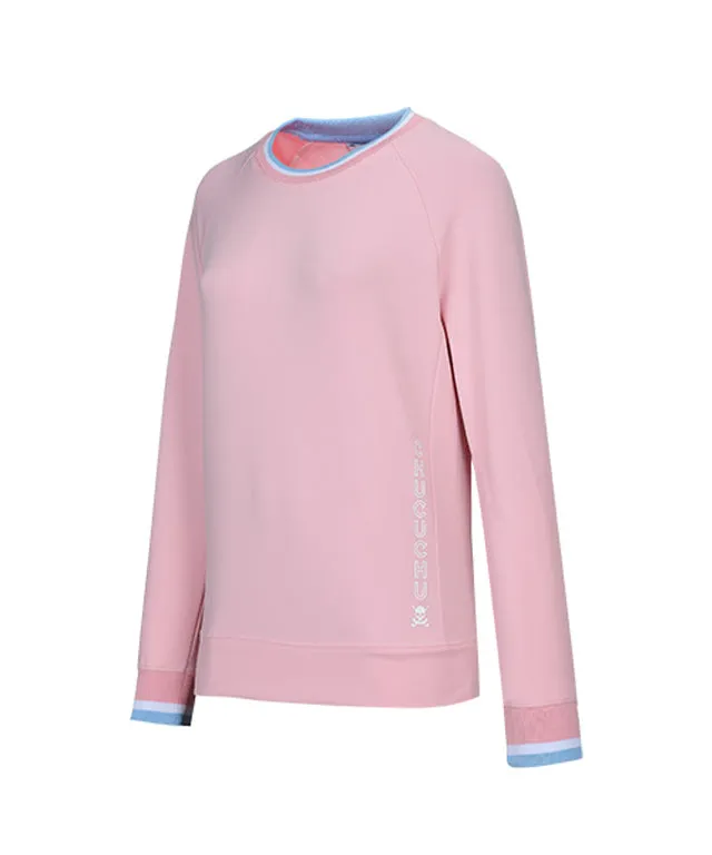 CHUCUCHU Women's Spring Jersey Crew Neck - Pink