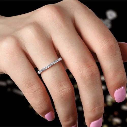 Classic Half Eternity Thin Women's Wedding Band