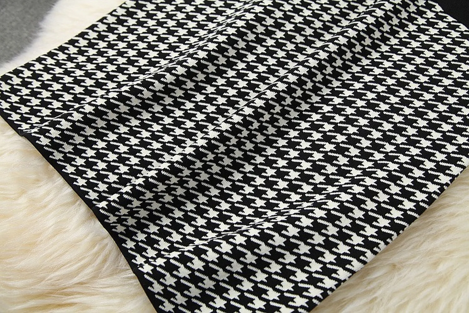 Classic Houndstooth Single-breasted Cardigan Vest Dress Two-piece Set Yellow