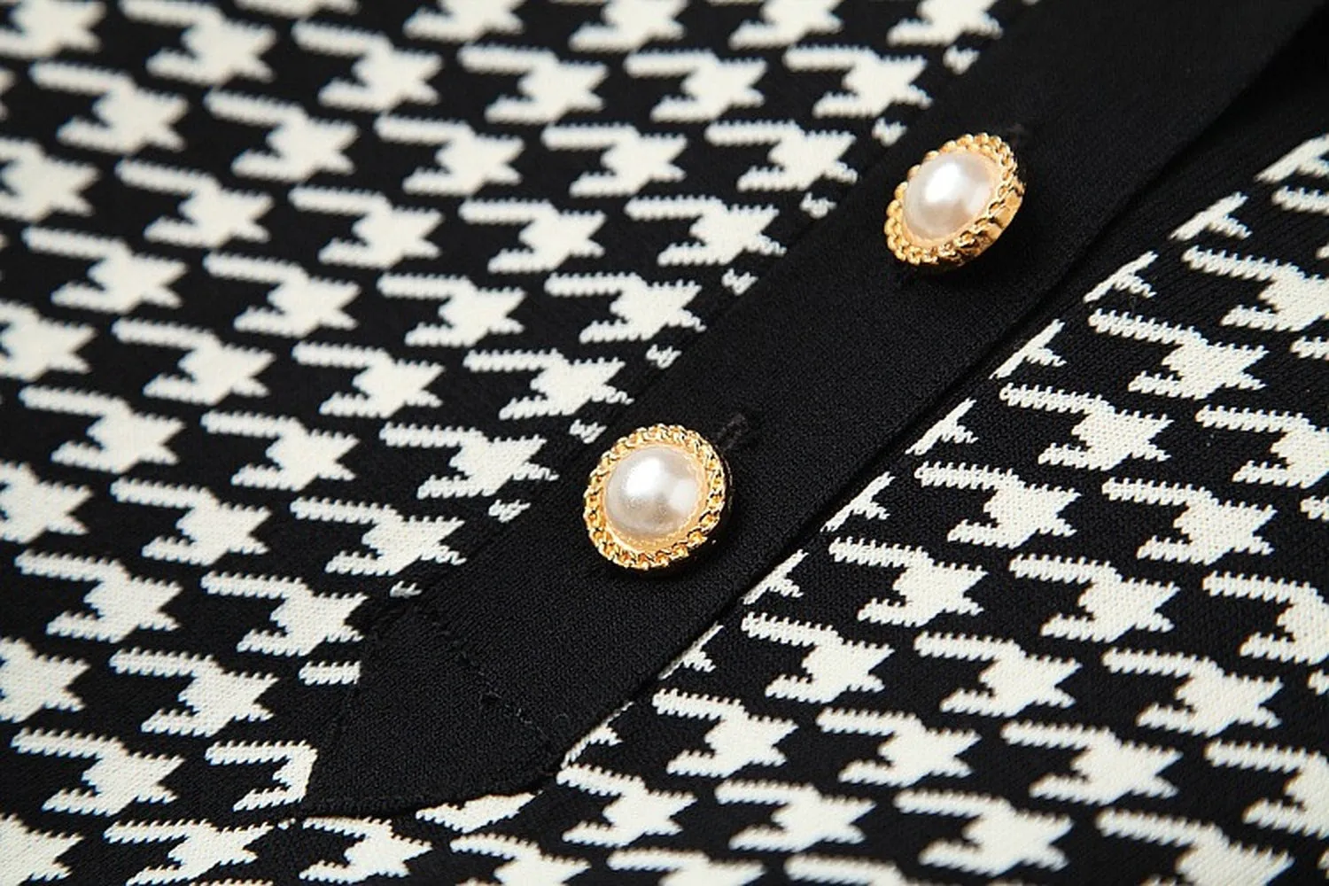 Classic Houndstooth Single-breasted Cardigan Vest Dress Two-piece Set Yellow