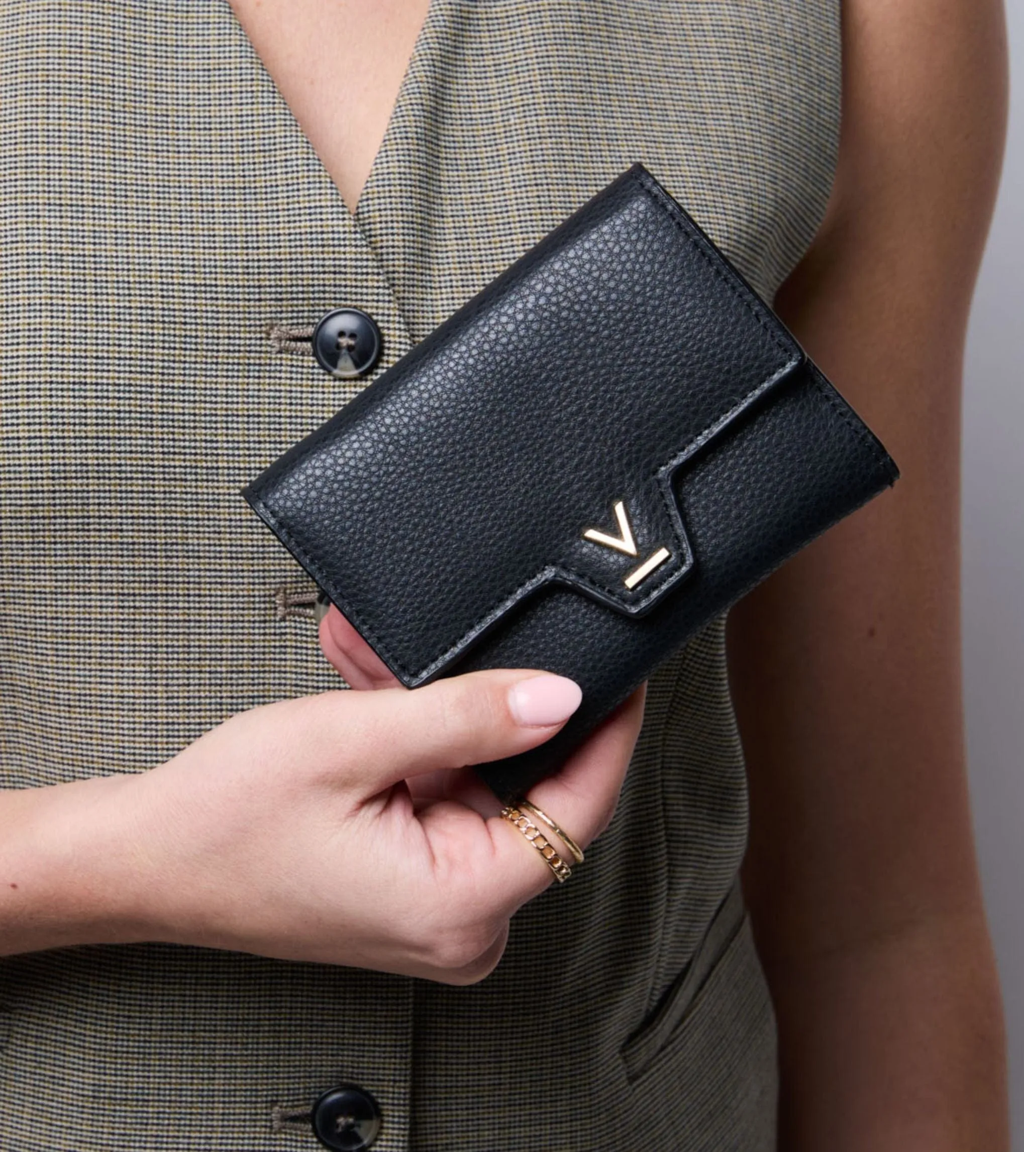 Clemmie Women's Vegan Bio-Based Bamboo Trifold Purse | Black