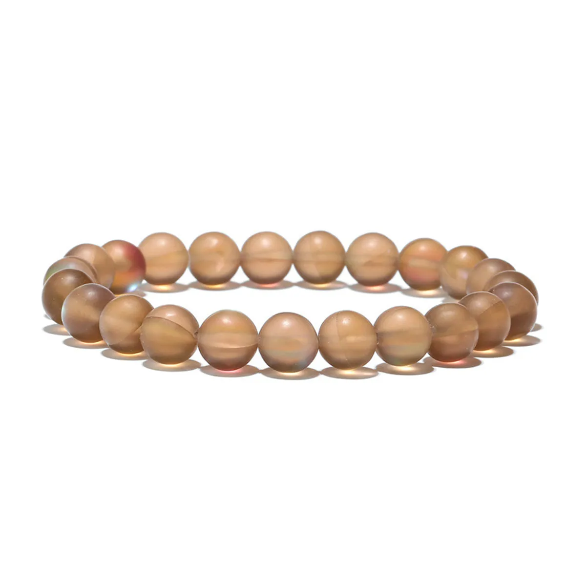Coffee Frosted Crystal Beaded Stretch Bracelet