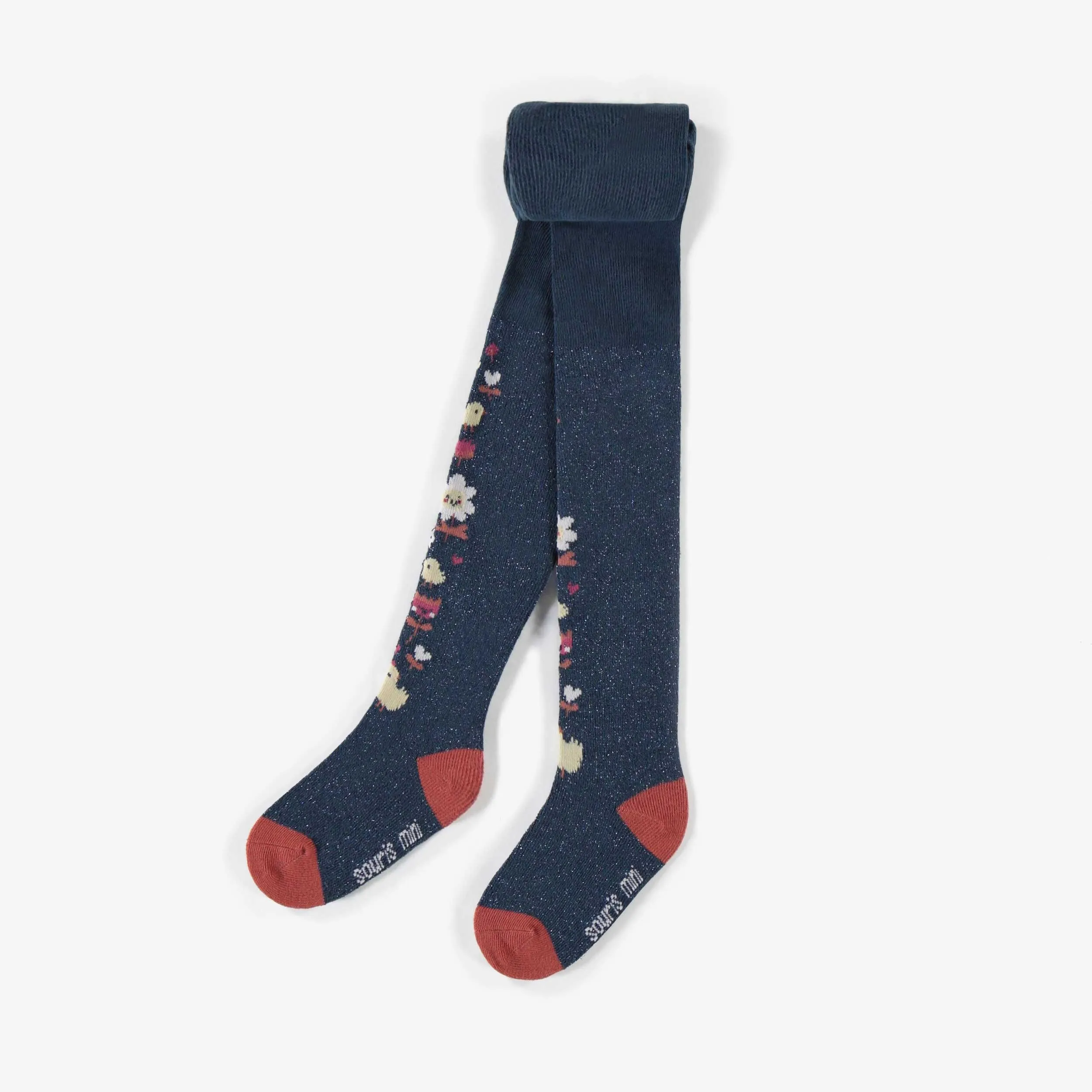 Collants marine jolies fleurs, bébé || Navy tights nice flowers, baby