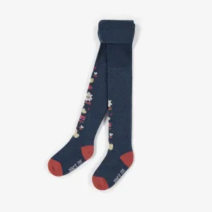 Collants marine jolies fleurs, bébé || Navy tights nice flowers, baby