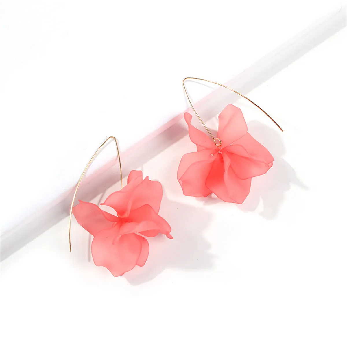 Colored Acrylic & 18K Gold-Plated Petals Drop Earrings