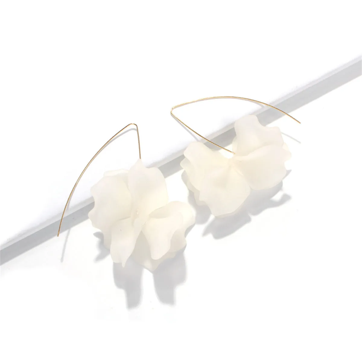 Colored Acrylic & 18K Gold-Plated Petals Drop Earrings