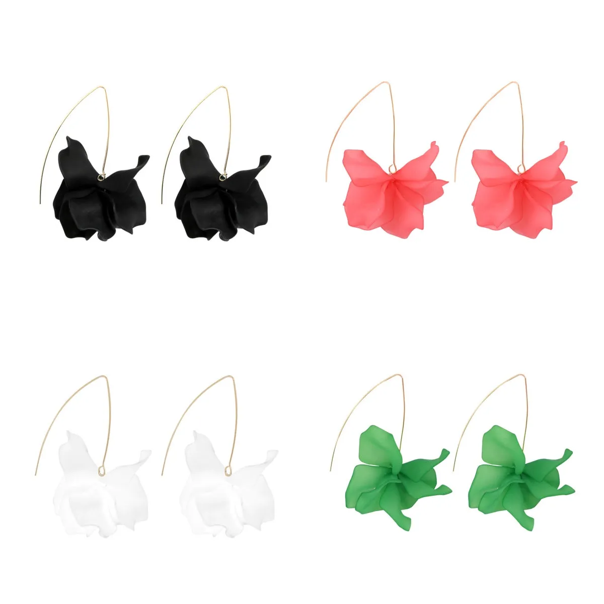 Colored Acrylic & 18K Gold-Plated Petals Drop Earrings
