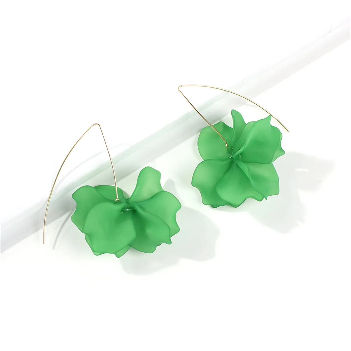 Colored Acrylic & 18K Gold-Plated Petals Drop Earrings