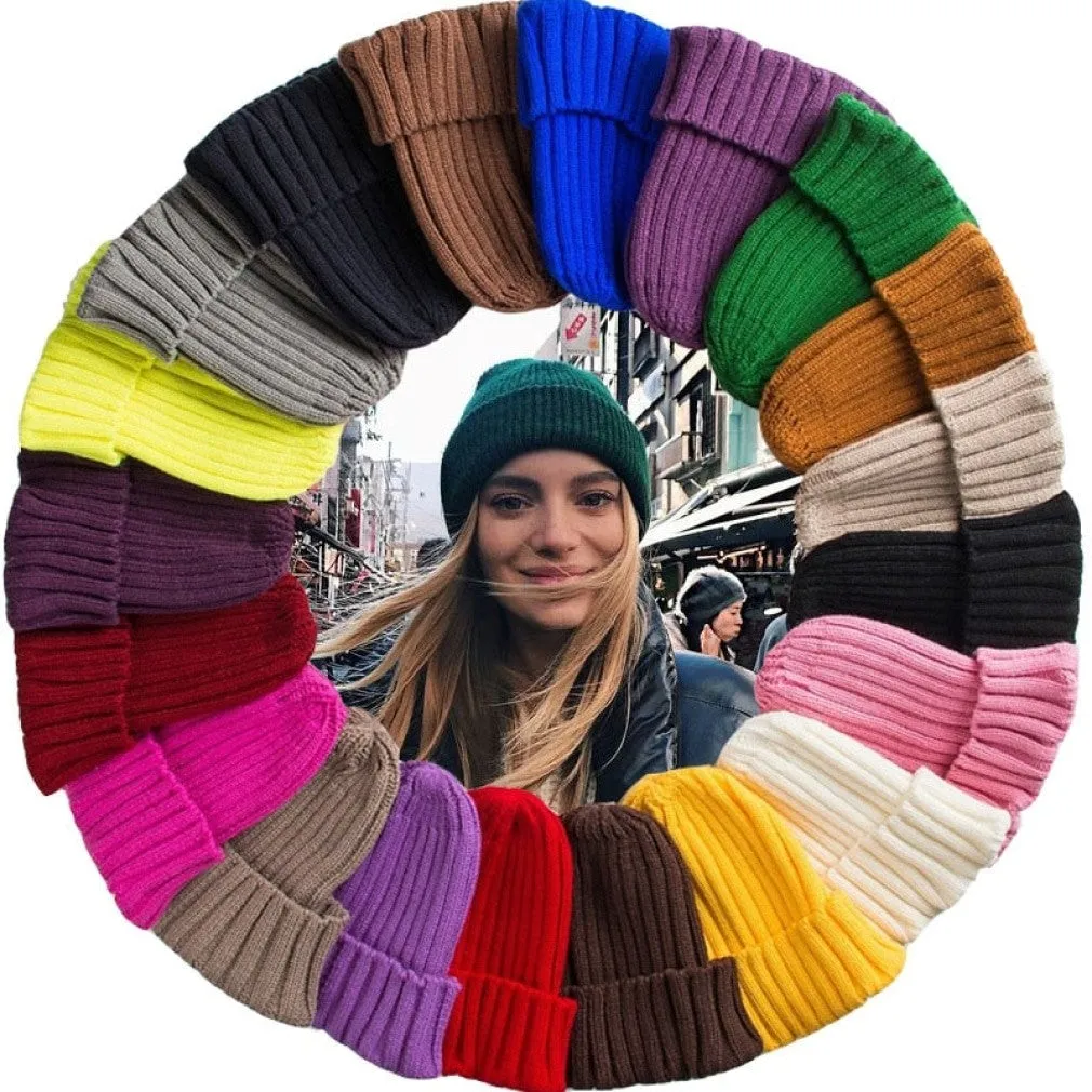 ContiNent 33 Unisex Hat Cotton Blends Solid Warm Soft HIP HOP Knitted Hats Men Winter Caps Women's Skullies Beanies For Girl