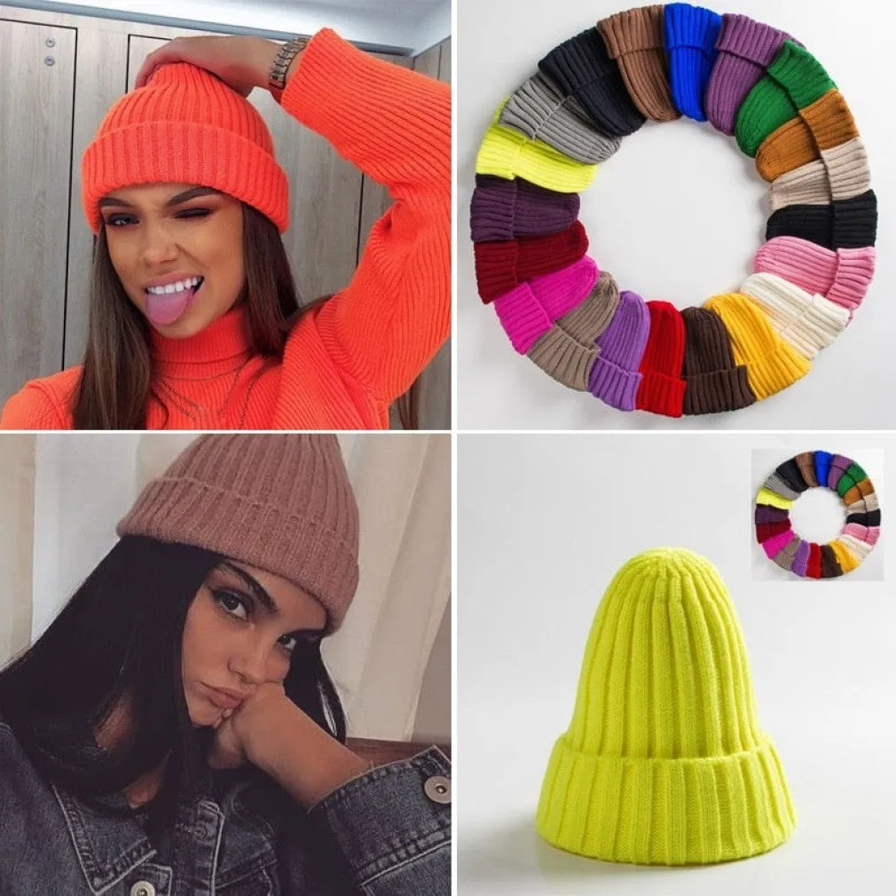 ContiNent 33 Unisex Hat Cotton Blends Solid Warm Soft HIP HOP Knitted Hats Men Winter Caps Women's Skullies Beanies For Girl