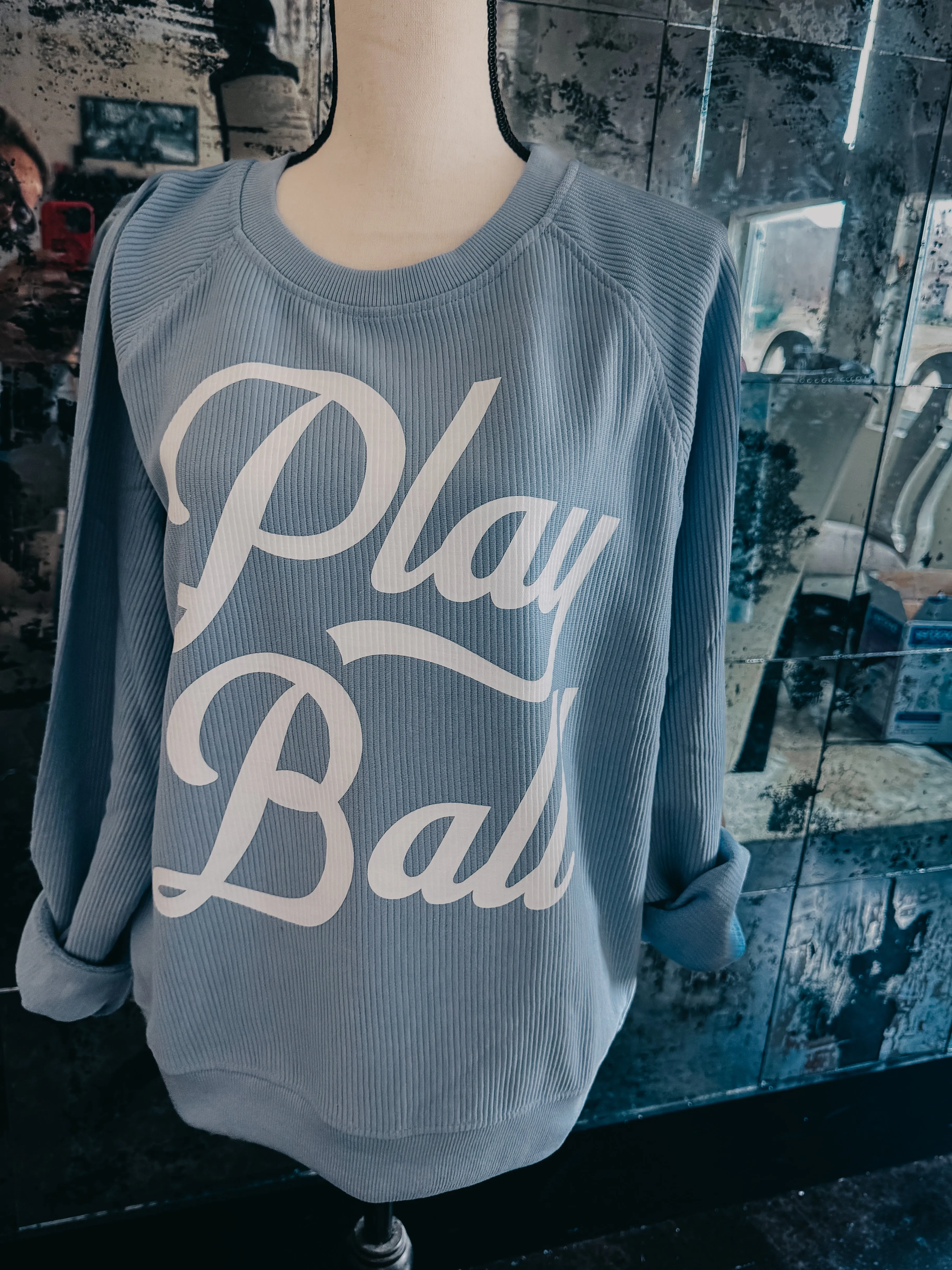 Corded Crew Play Ball Sweatshirt / Baseball Mom Sweatshirt/ Multiple Color Options