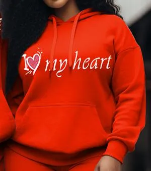 Couple Plus Size Casual Couple Outfit Graffiti in My Heart Hoodie Set